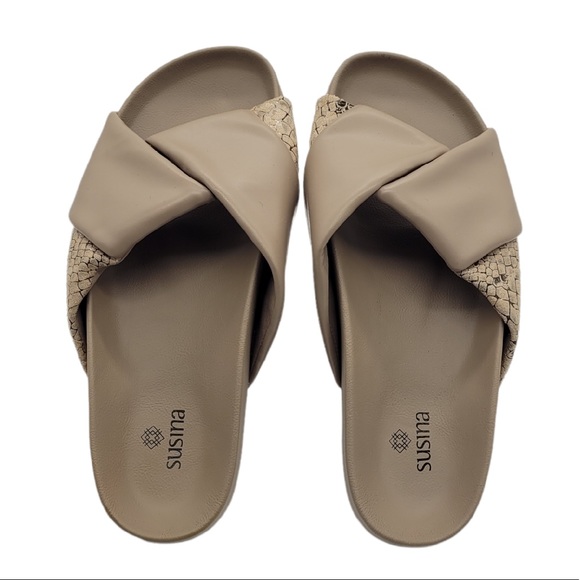 NWOB Susina Women’s Jasmin Wrapped Slides Slip Ons Sandals Tan Snake Print Sz 7 - Picture 3 of 10